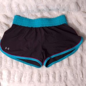Under Armour Heatgear Shorts- Size Small- Gray, Turquoise and Purple- Drawstring